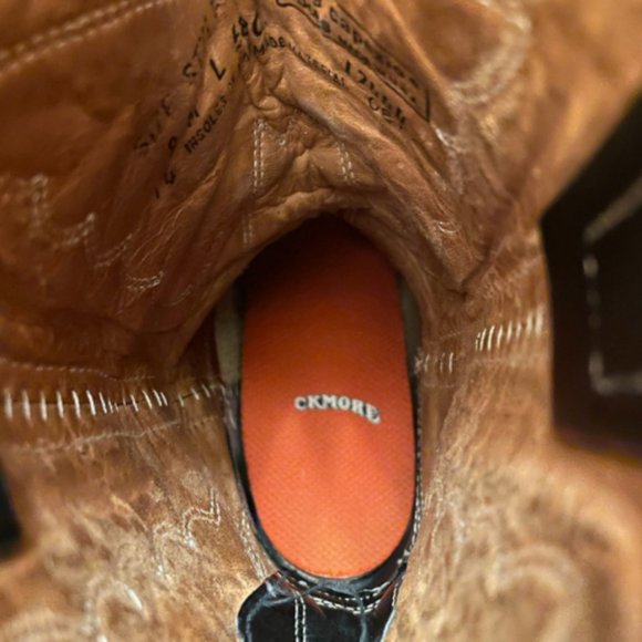 MISS CAPEZIO USA Made Vintage Black Leather Metallic Butterfly Cowboy Boots 8 - Picture 15 of 16